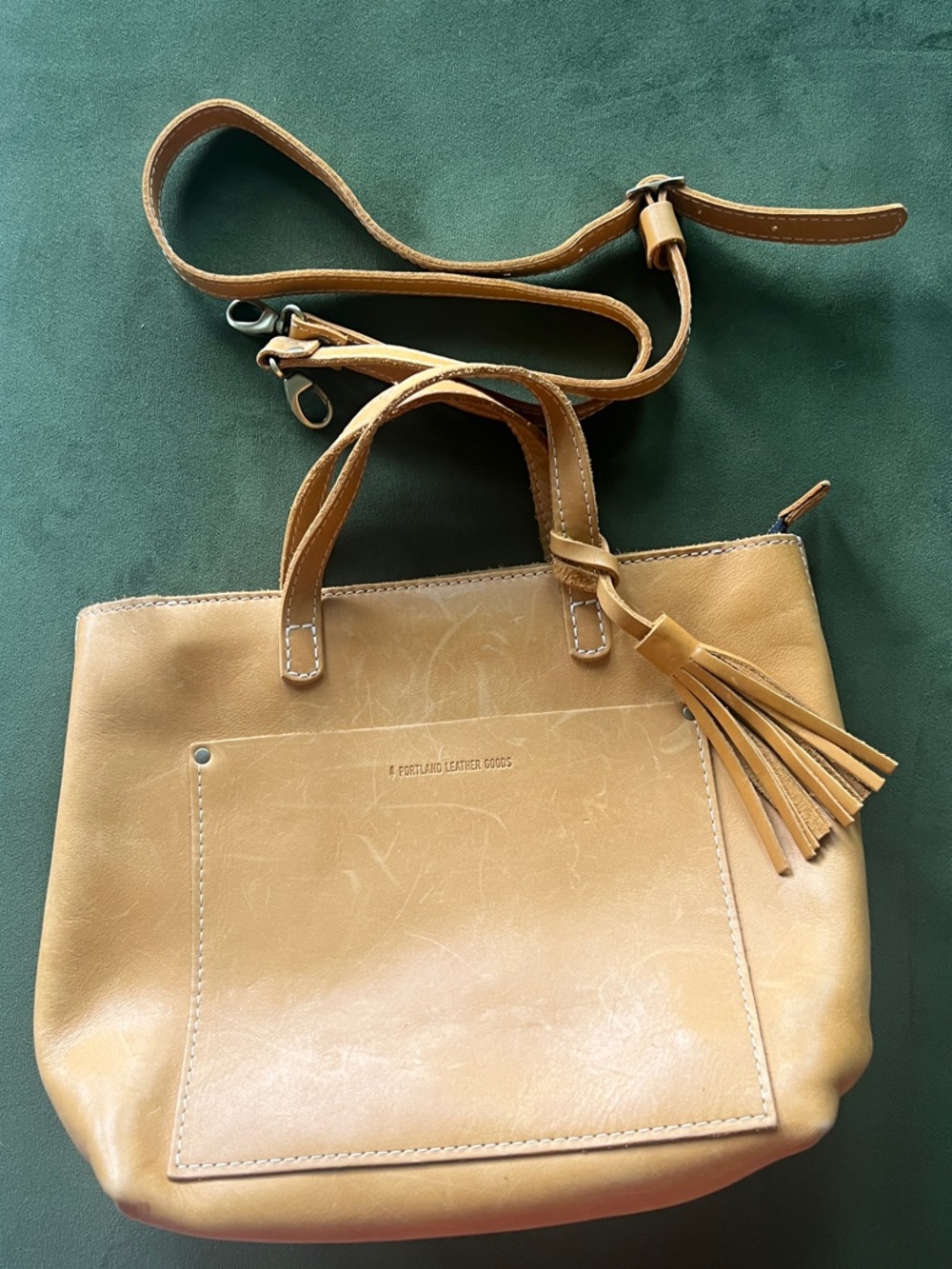 Portland Leather Tan Shoulder Tote with Tassel